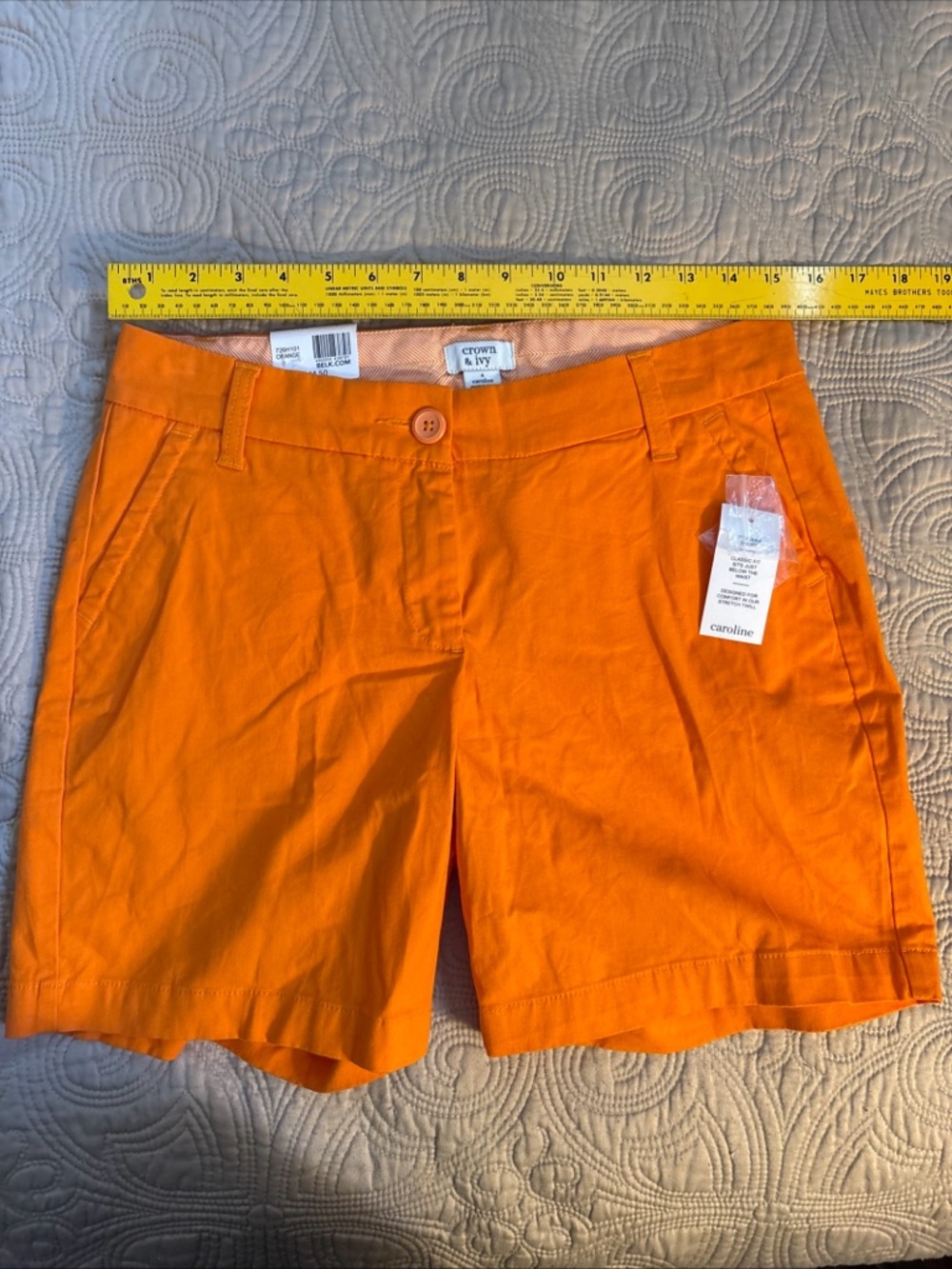 crown & ivy Bright Orange Women’s Chino Shorts - Picture 5 of 6